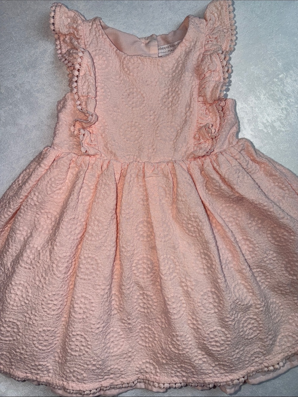 Catherine Malandrino Girls Pink Textured Ruffle Dress Size 2T-3T Like New